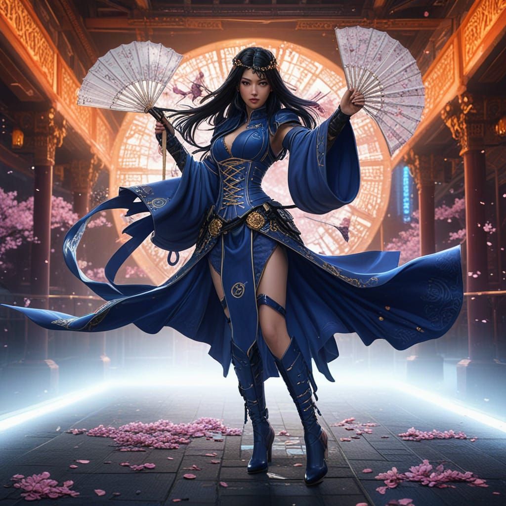 Cyberpunk Ninja Goddess in Space