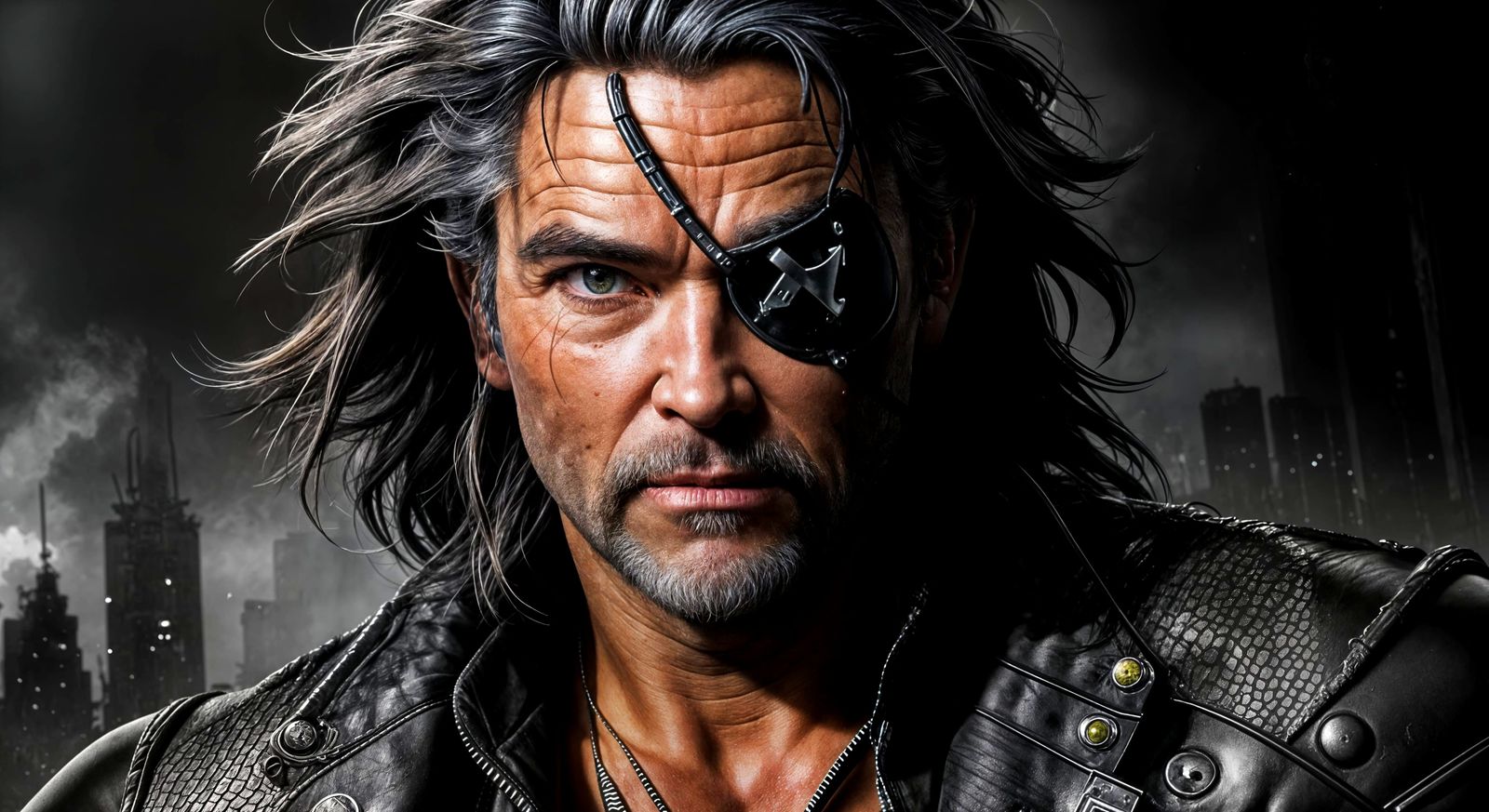 Cyberpunk Snake Plissken in Gritty Dystopian Manhattan