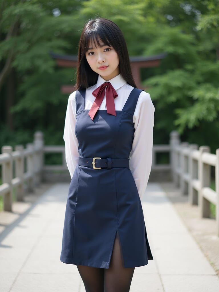 Kaori in Jumper Dress at Summer Shrine