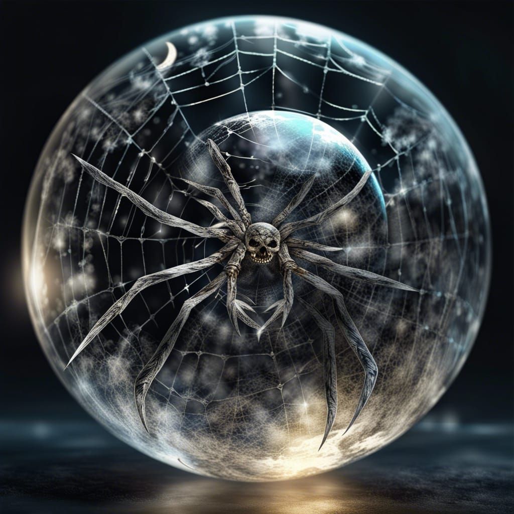 Cracked Glass Moon Sphere with Fractal Spiderwebs