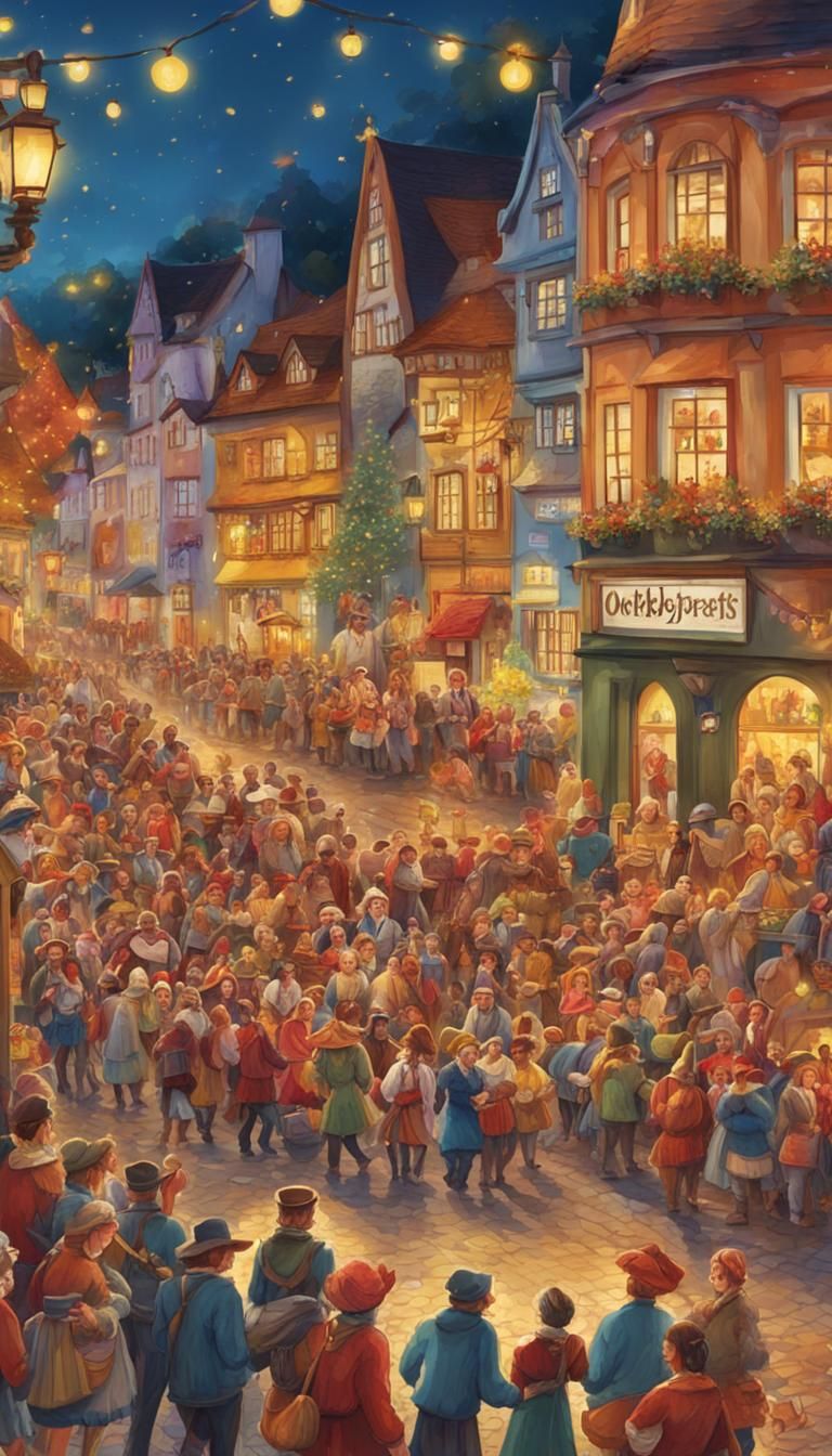 Oktoberfest Parade in Bavarian Folk Art Style