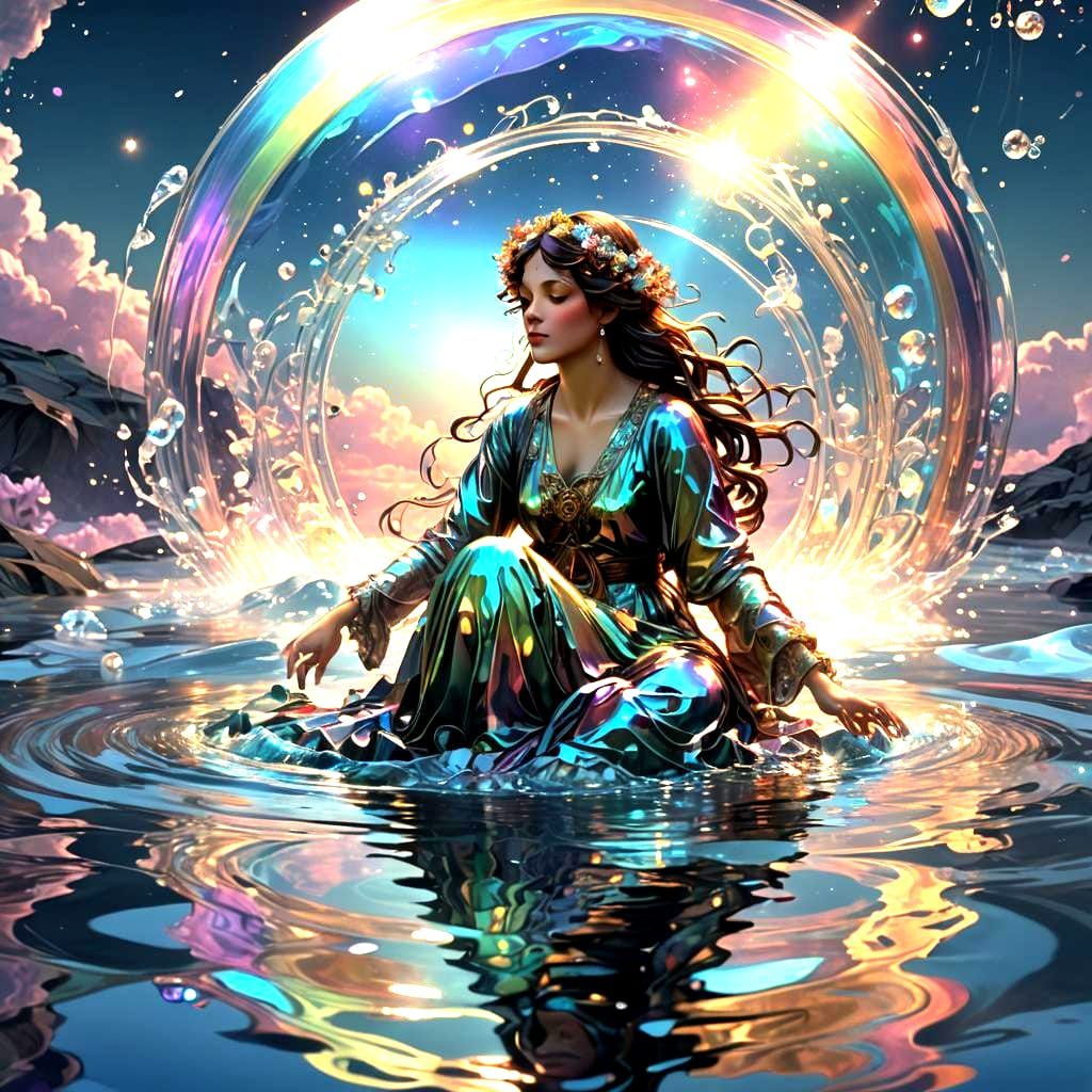 Iridescent Sky Spell in Art Nouveau Style