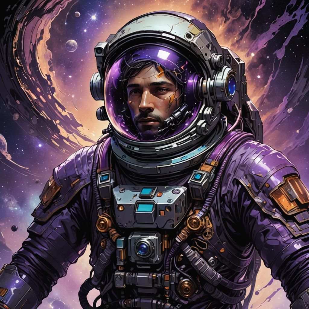 Astronaut in Deep Space: Dark Fantasy Concept Art