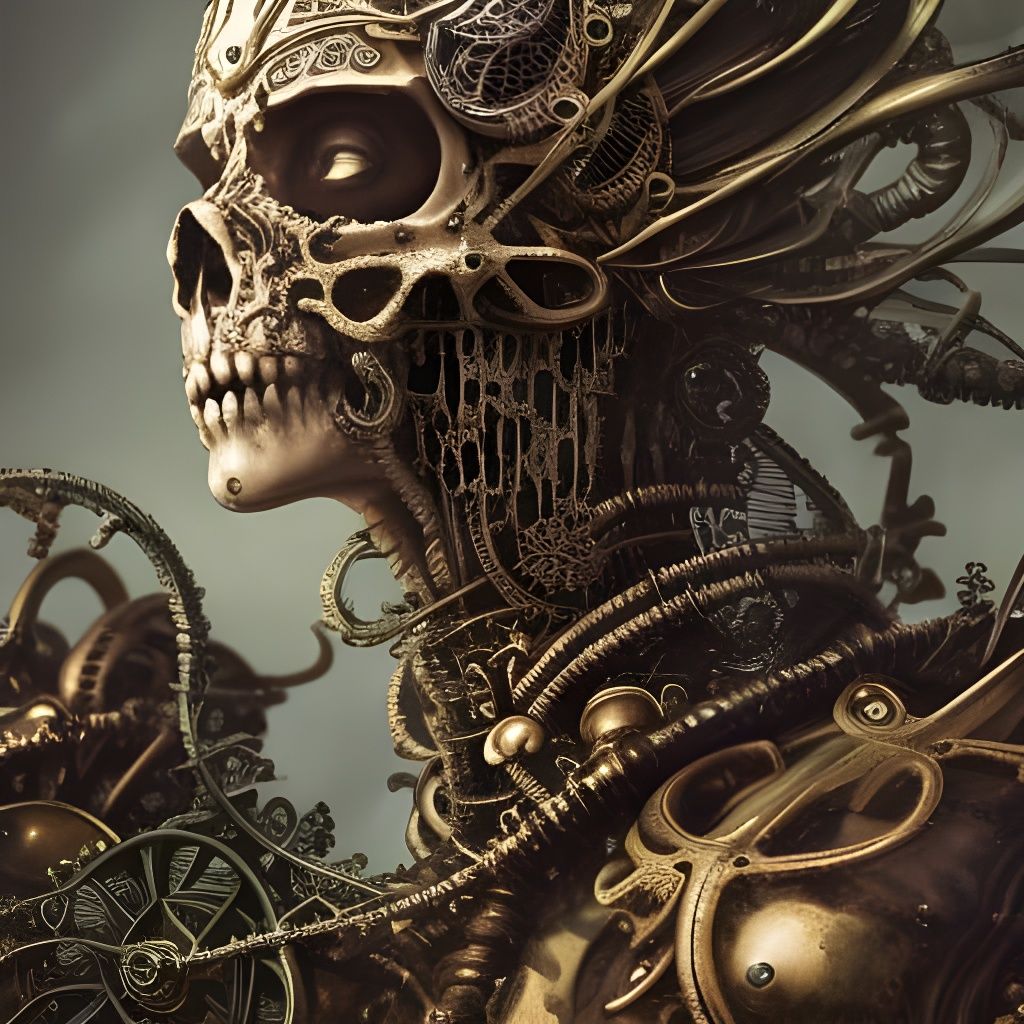 Steampunk Skeleton Portrait in Hyperdetailed Style