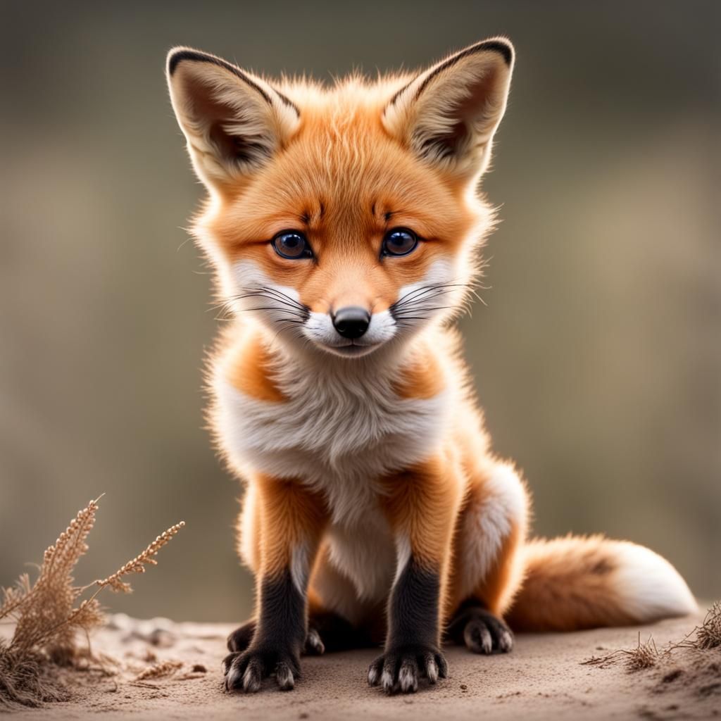 Fox Pup with Glasses: Detailed Animal Portrait