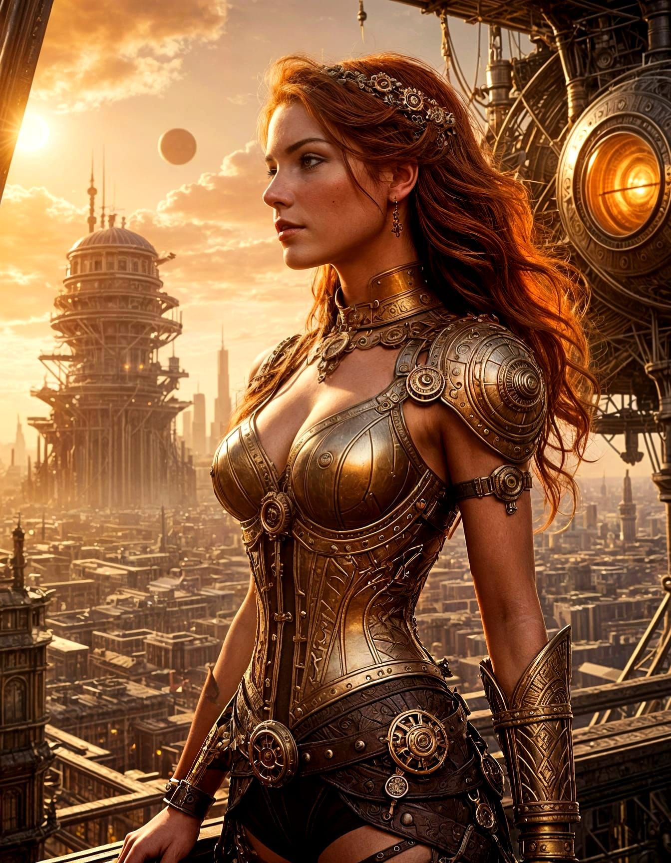 Steampunk Warrior Empresses the Skies