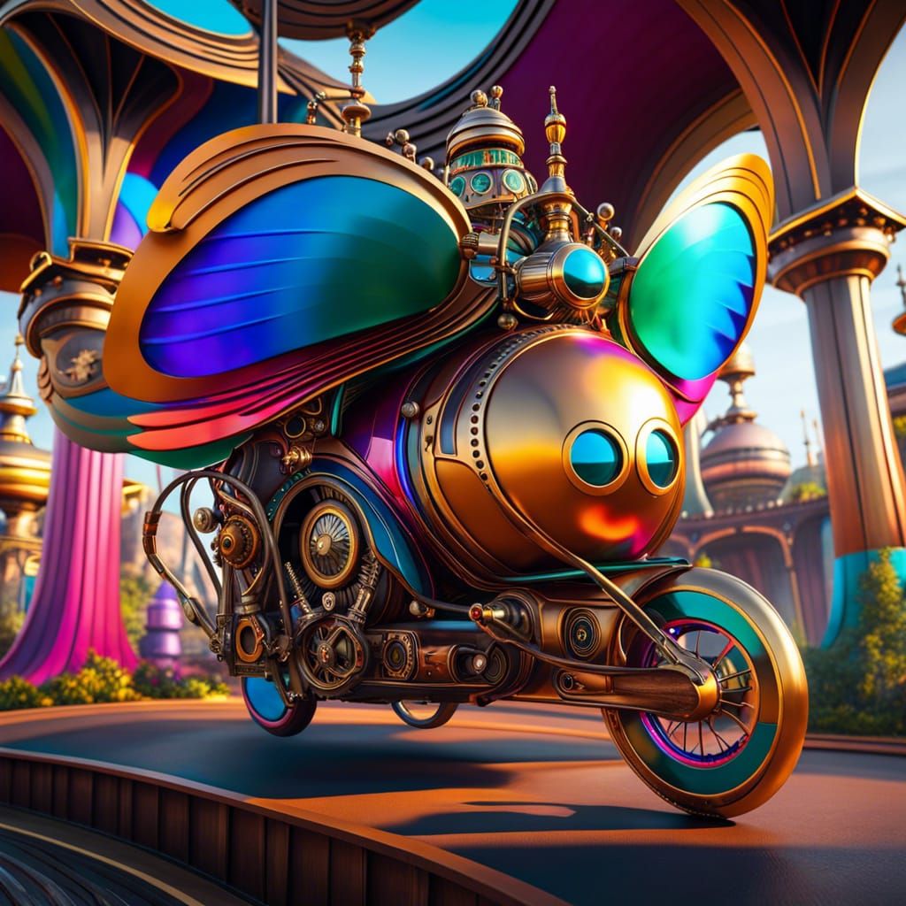 Steampunk Flying Bicycles in Ornate Detail
