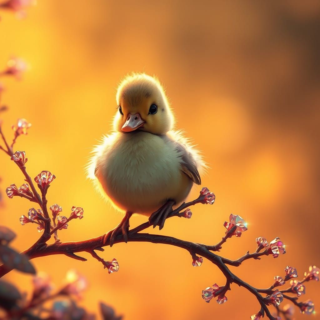 Whimsical Duck in Futuristic Oasis