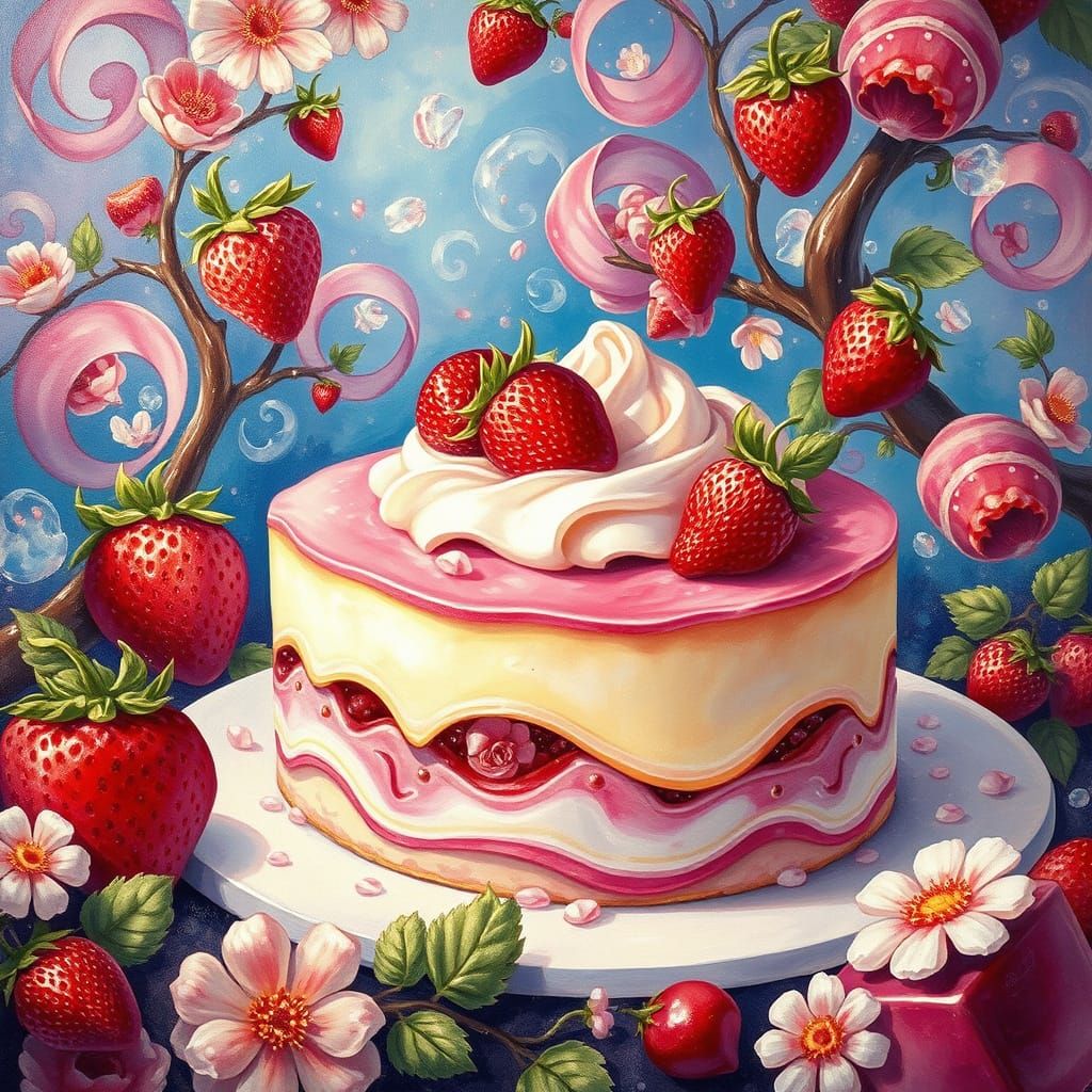 Ice Cream Candyland in Impressionist Gouache Style