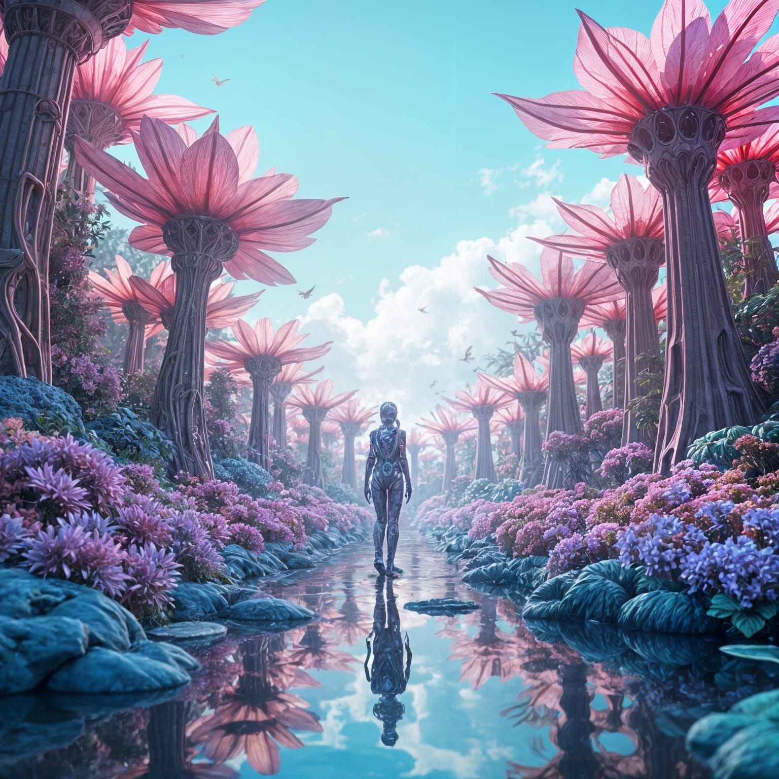 Cyberpunk Botanicals in a Futuristic Greenhouse