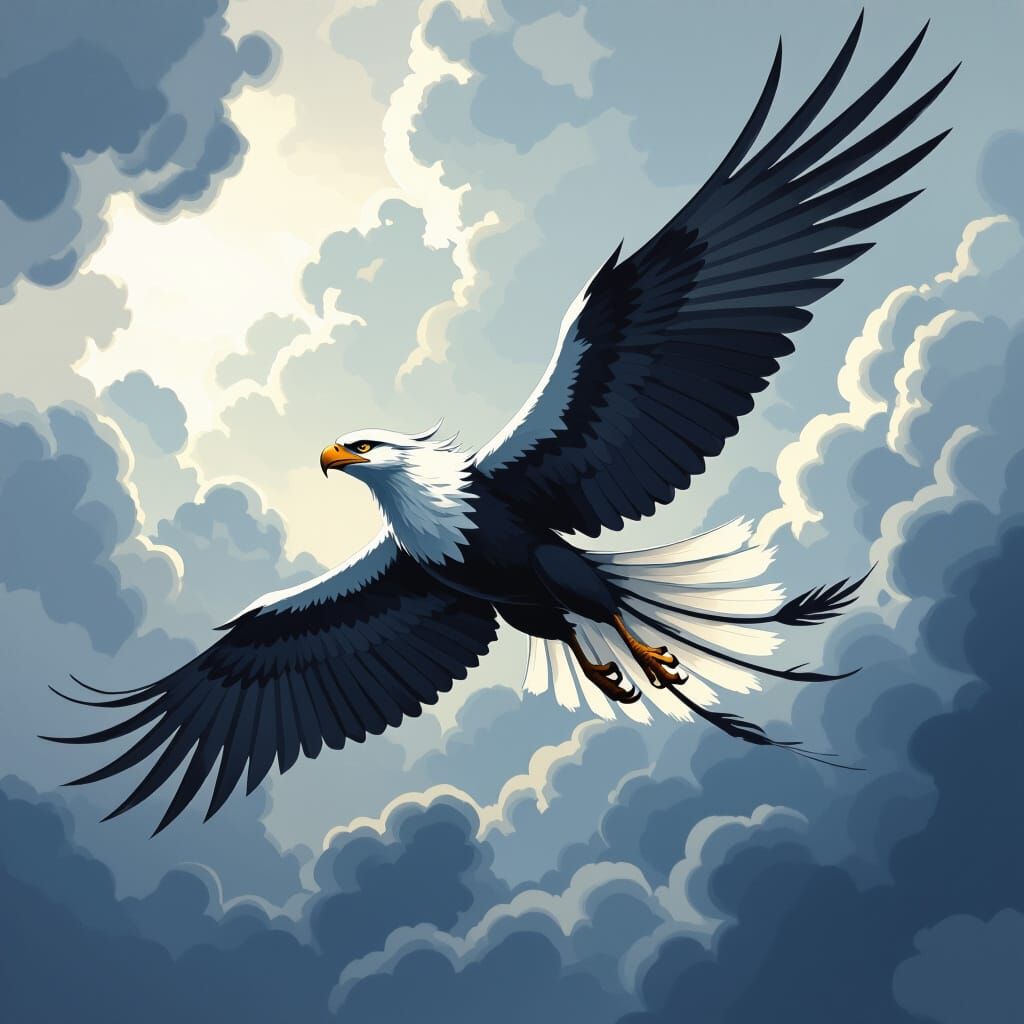 Griffin Soaring in Stormy Sky Sports Poster Art
