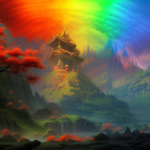 Rainbow in Samurai Saga: Detailed Matte Painting