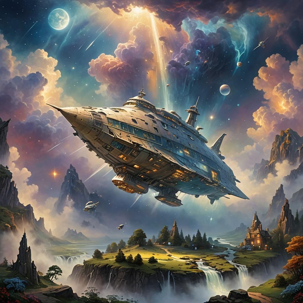 Crashed Spaceship on Lonely Planet: Ethereal Fantasy