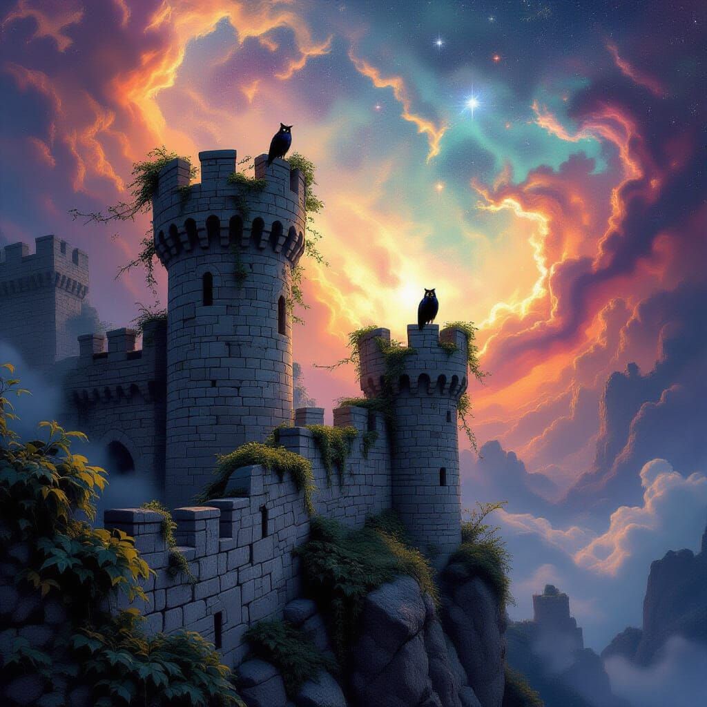 Nebula Castle: Digital Matte Painting with Dreamlike Glow