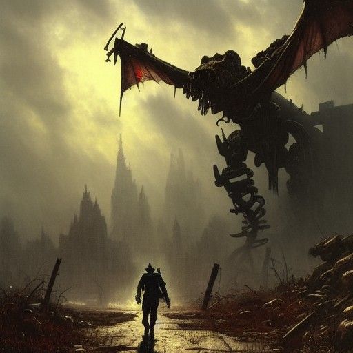 Deathclaw Oil Painting in Ethereal Fantasy Style