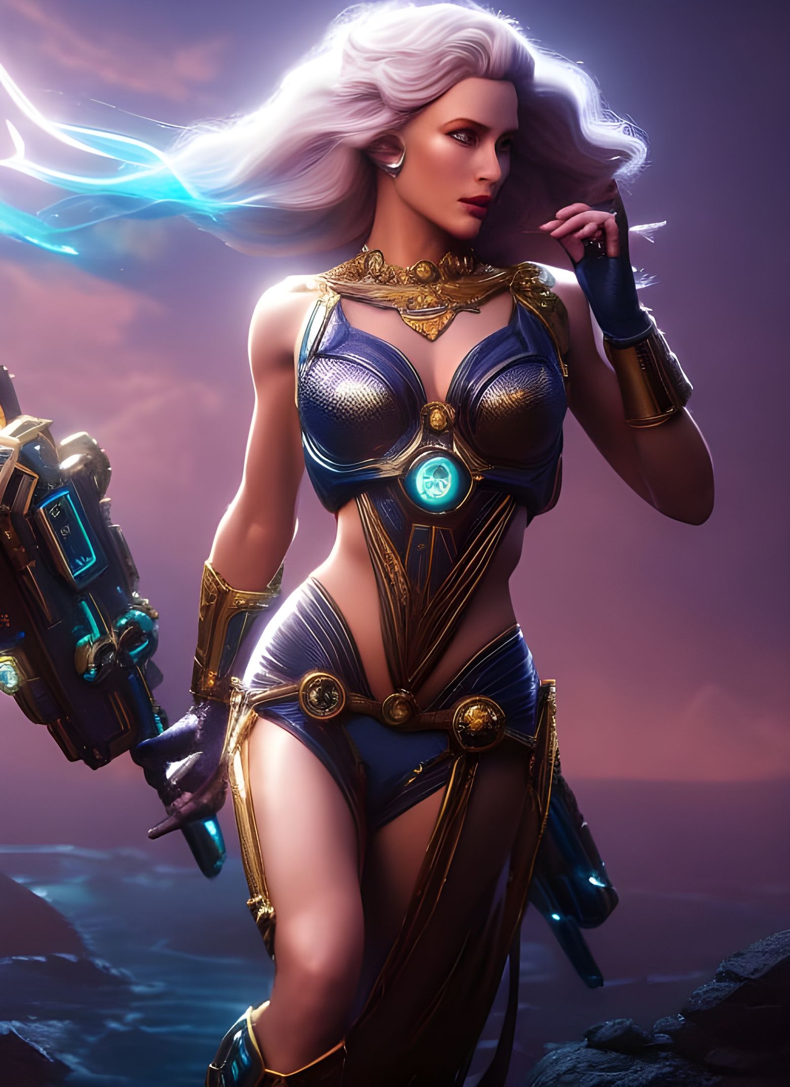 Detailed Sci-Fi Goddess Neptune Digital Painting