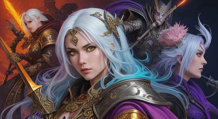 Dragon Sorceress with Scythe in Comic Book Style