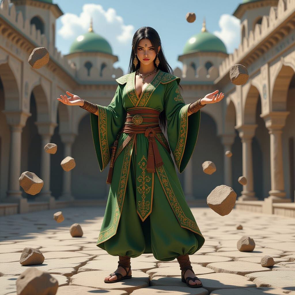 Ottoman Earth Warrior Princess in Stone Courtyard