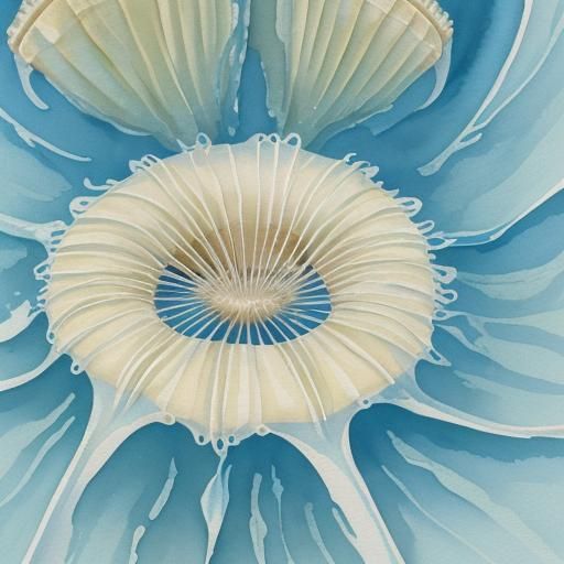 Diatom Close-up in Gouache and Watercolor Style