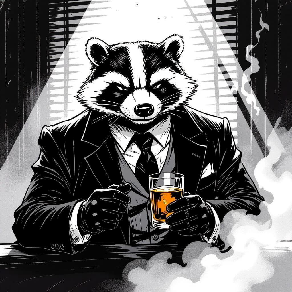 Badger Detective in Noir Comic Style