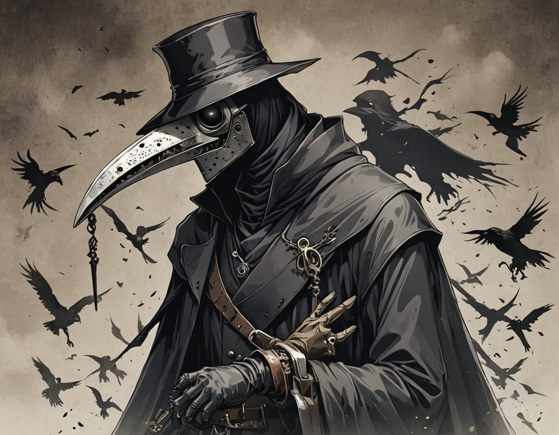 Anime Style Plague Doctor Illustration