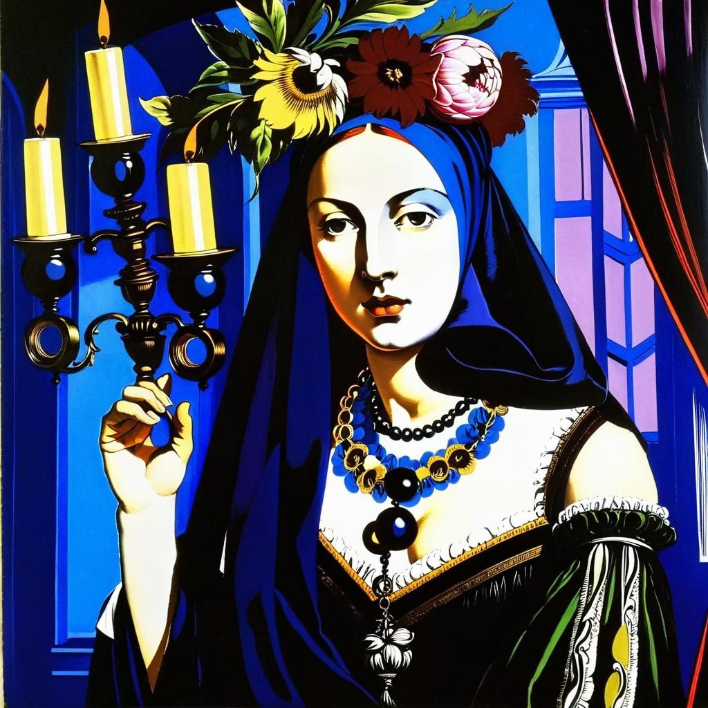 European Scene in Gouache and Ink Style