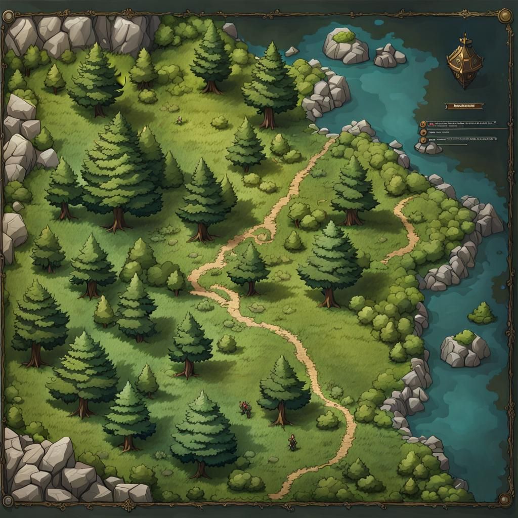 Detailed D&D Battle Map of Meadow Battlefield