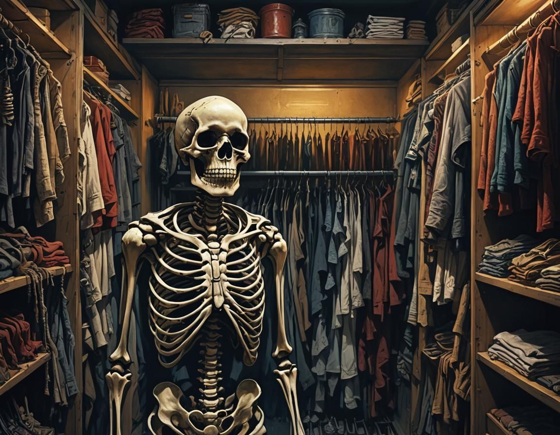 Dark Fantasy Skeleton Choosing Skin in Greg Rutkowski Style