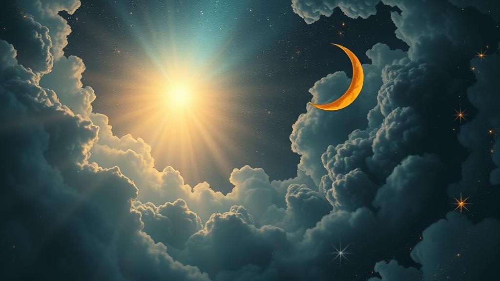 Celestial Dreamscape: Sun, Moon, and Stars in Harmony