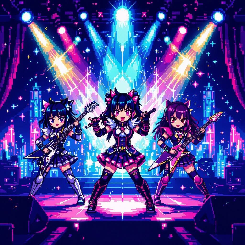 BABYMETAL Performing Live in Vibrant 16-Bit Pixel Art