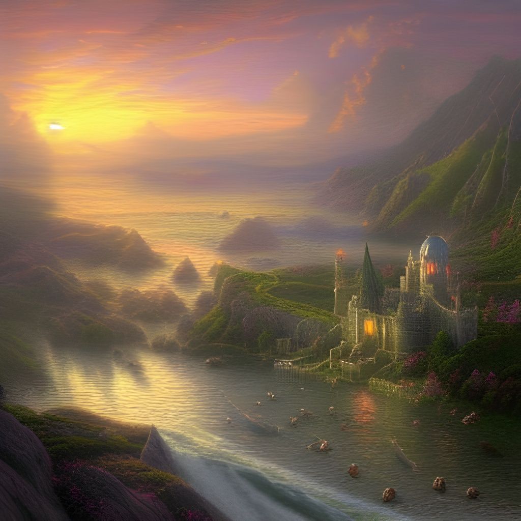 Ethereal Fantasy Isle of Numenor in Mist