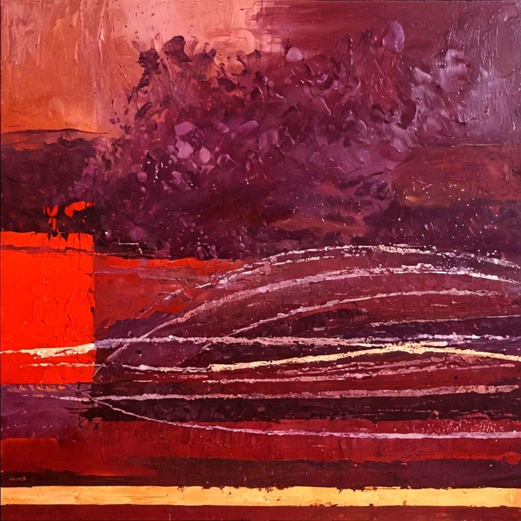 Abstract Plum Wine Painting in Acrylic Style