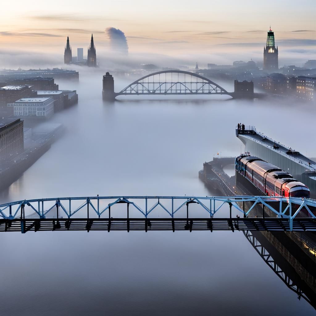 Atmospheric Fog Over the River Tyne