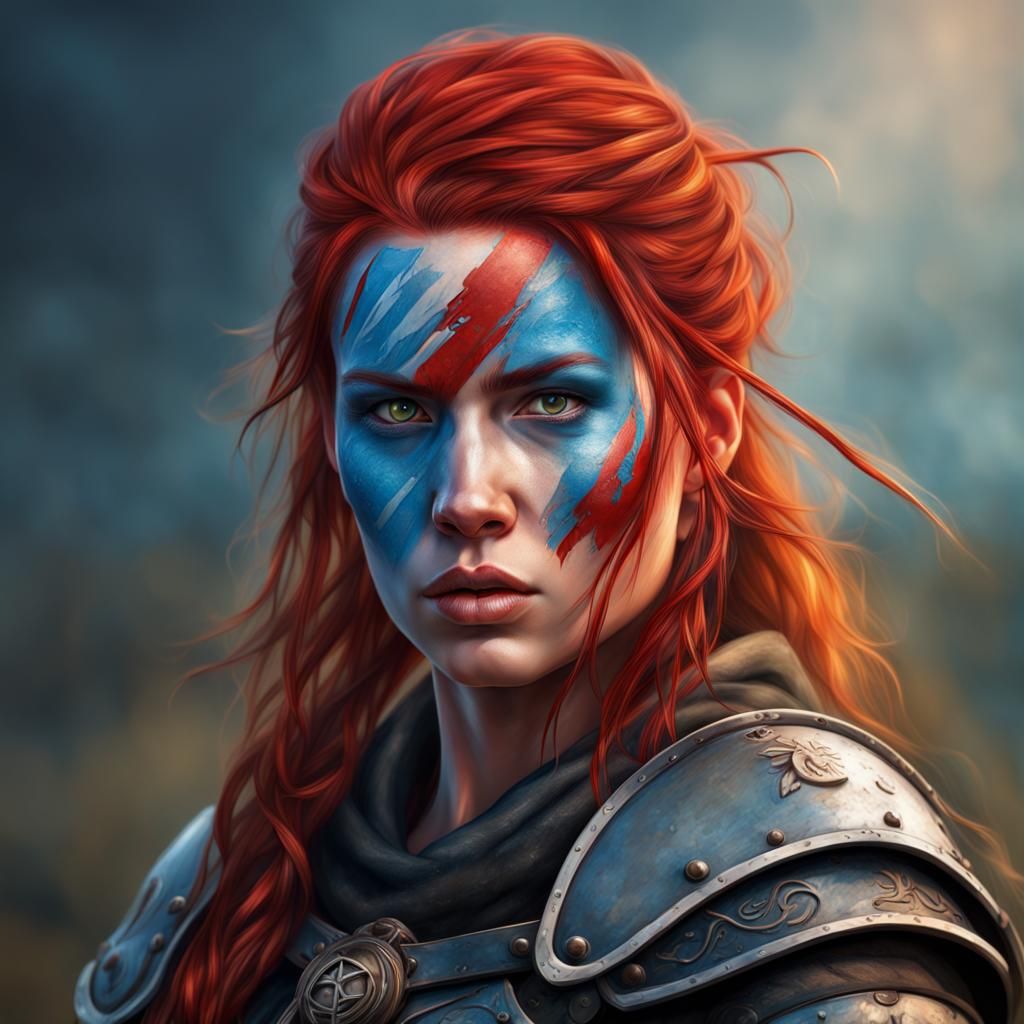 Scottish Warrior with Blue Face Paint