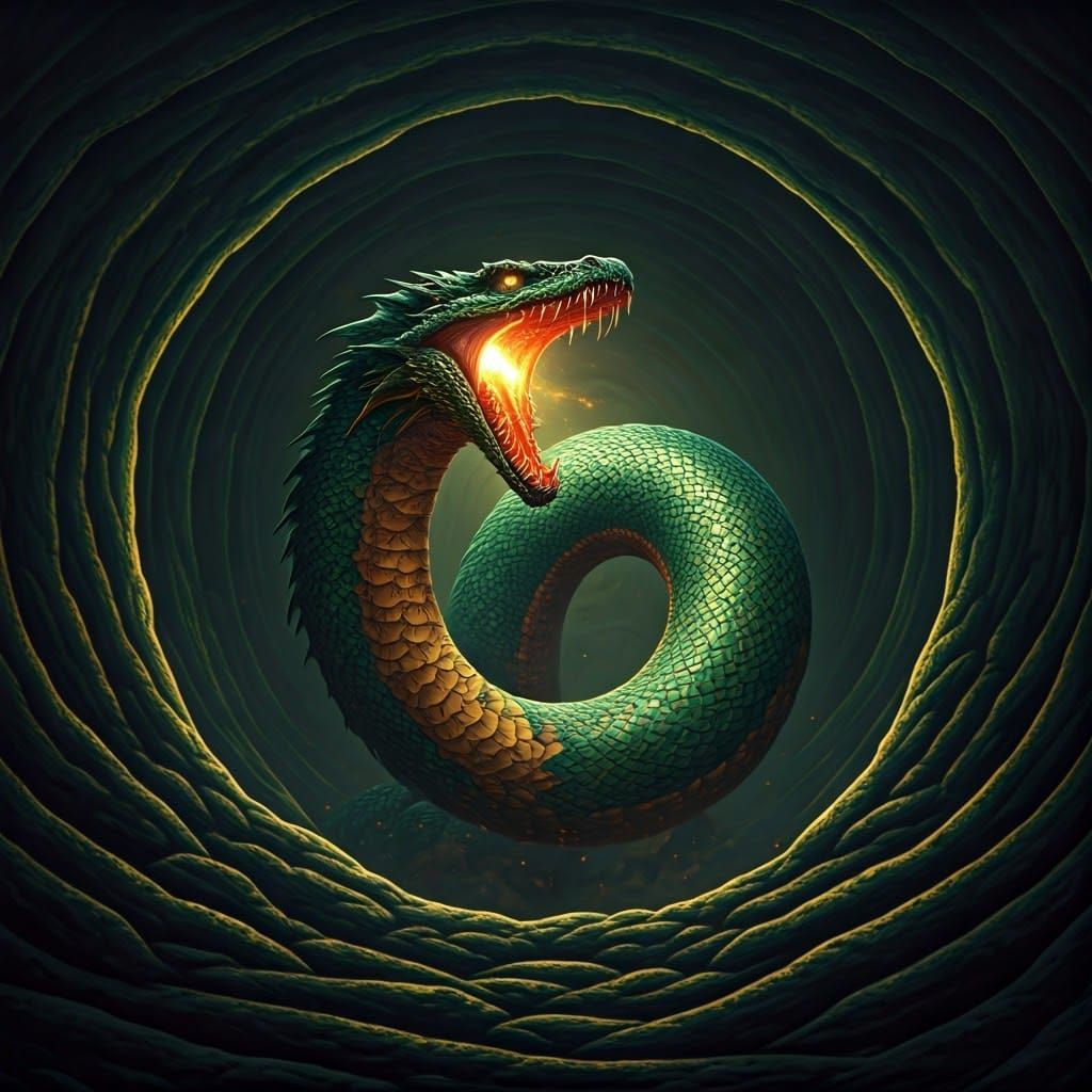Mythical Serpent Emerges in Cinematic Fantasy Style