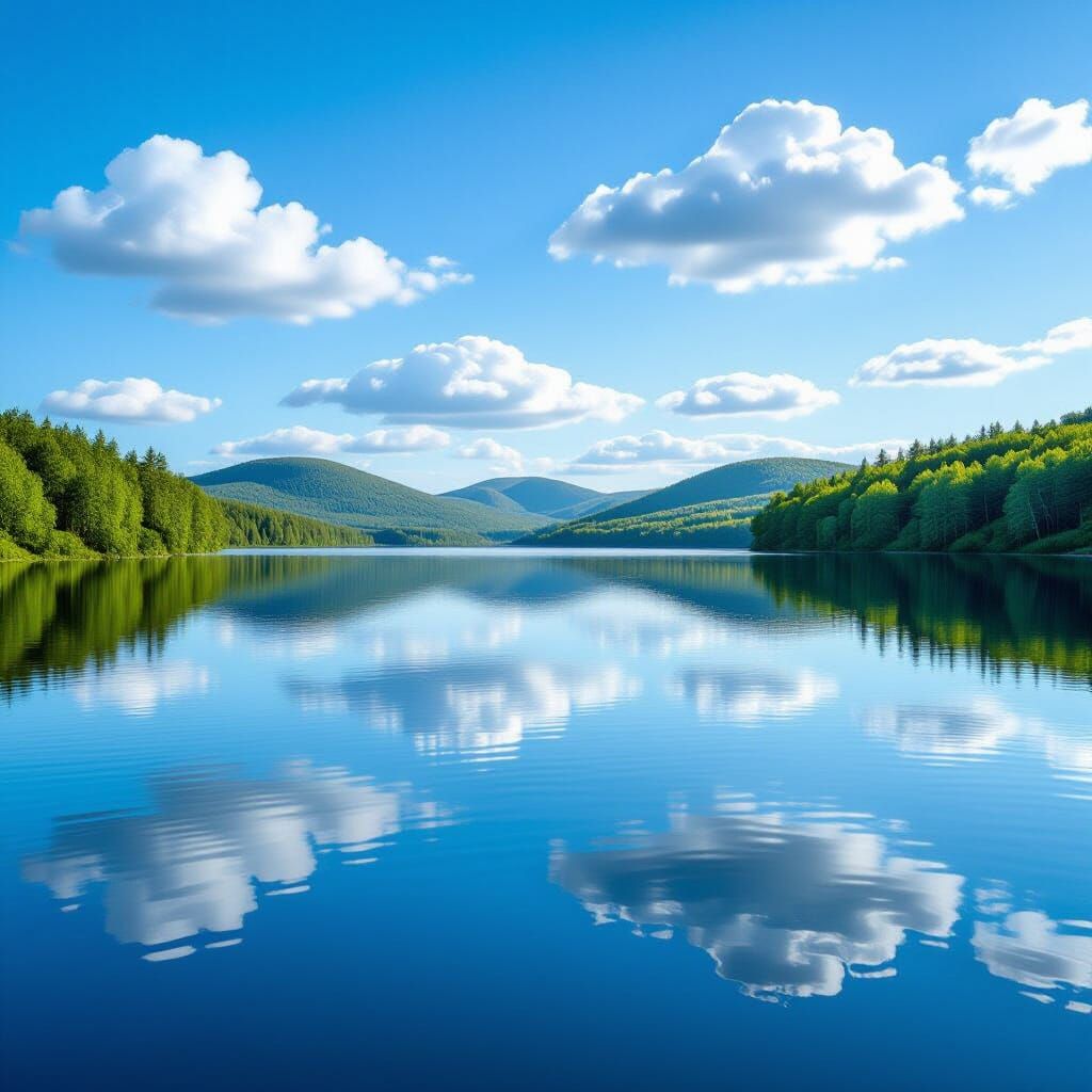 Crystal Lake Reflecting Golden Hour Sky