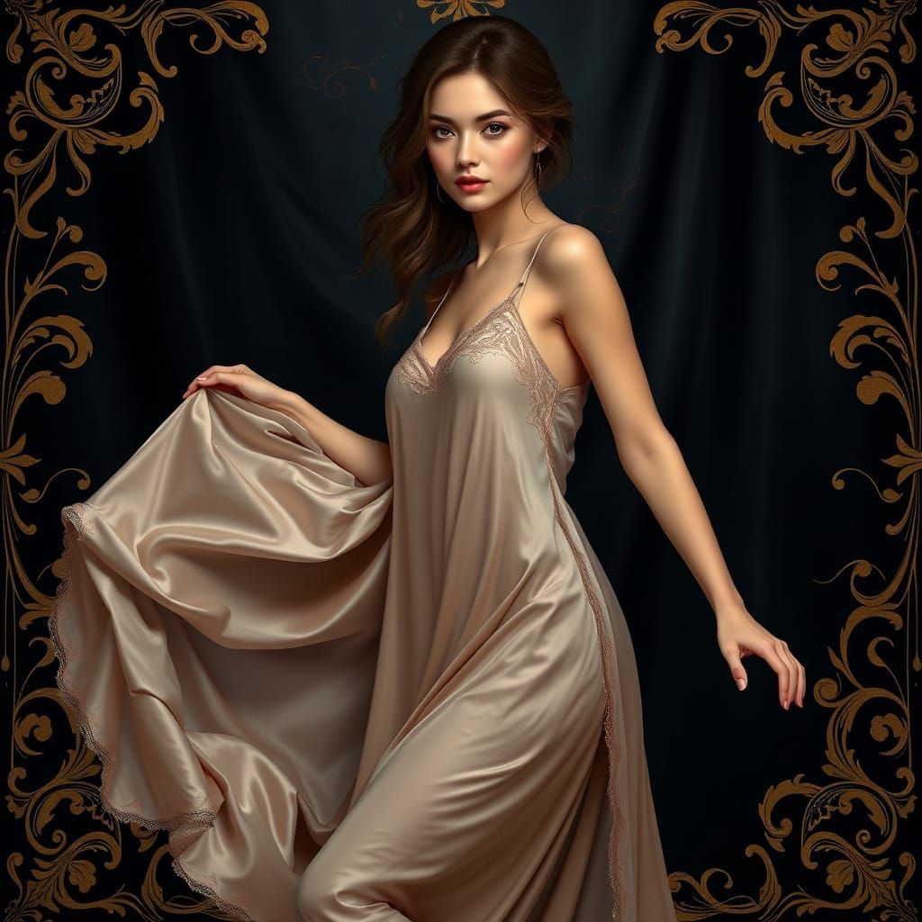 Satin Goddess in Luxurious Fantasy Realm