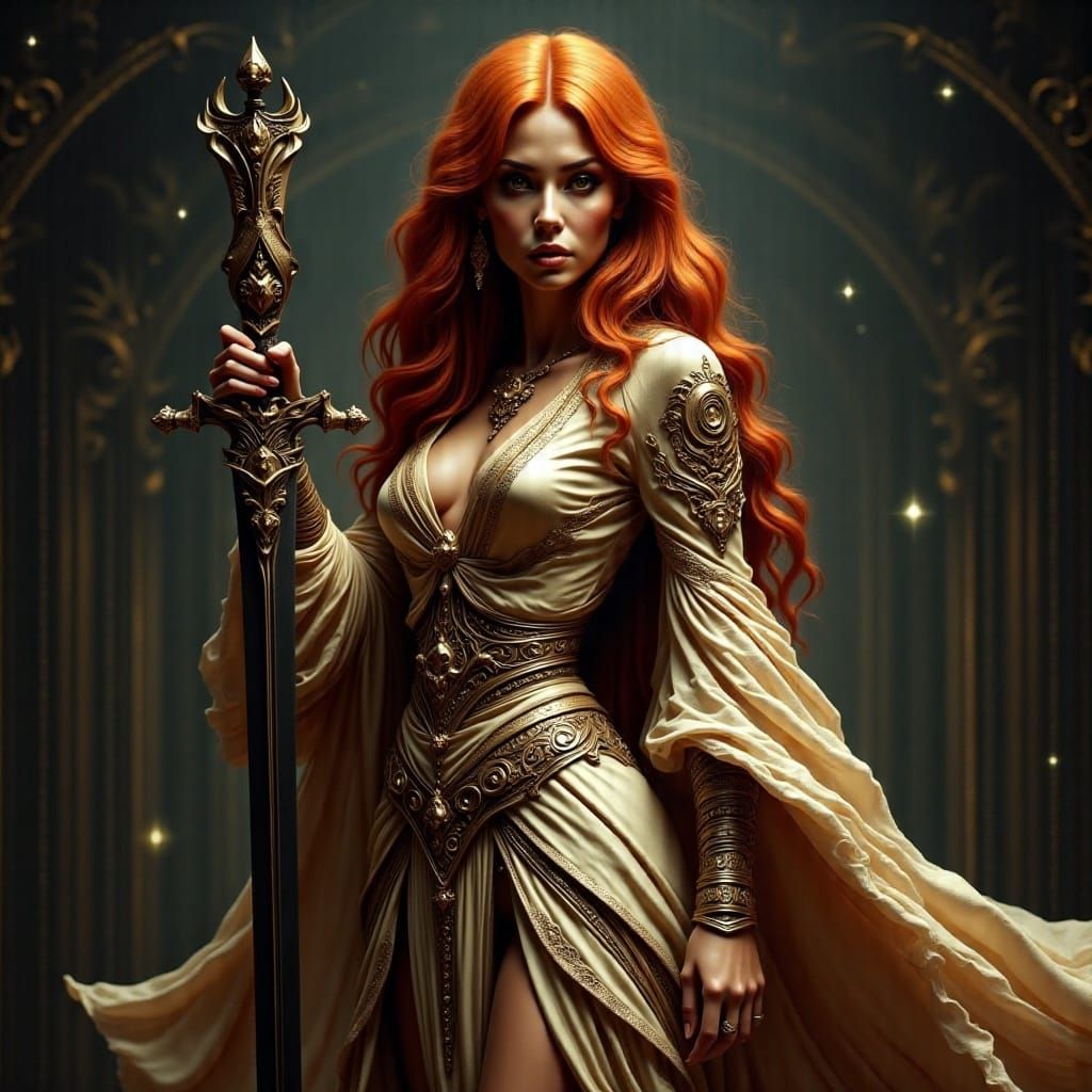 Regal Dark Skinned Princess with Red Eyes and Vibrant Hair i...