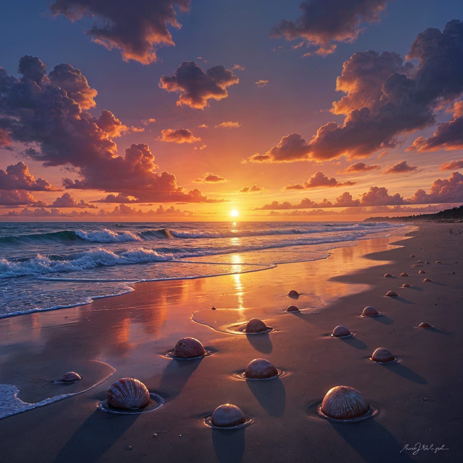 Sunset Beach Serenity: Melancholy Enchantment