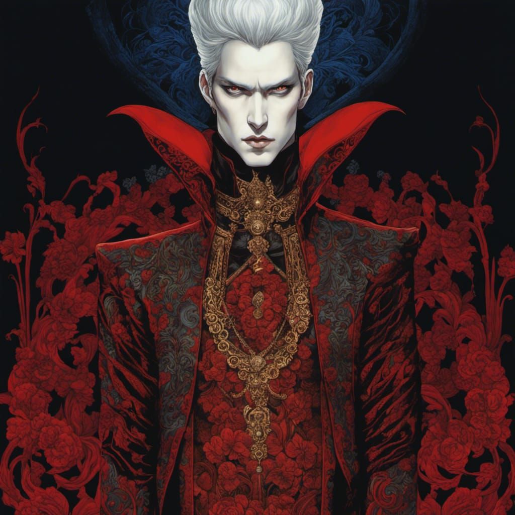 Neo-Gothic Vampire Portrait in Rich Deep Colors