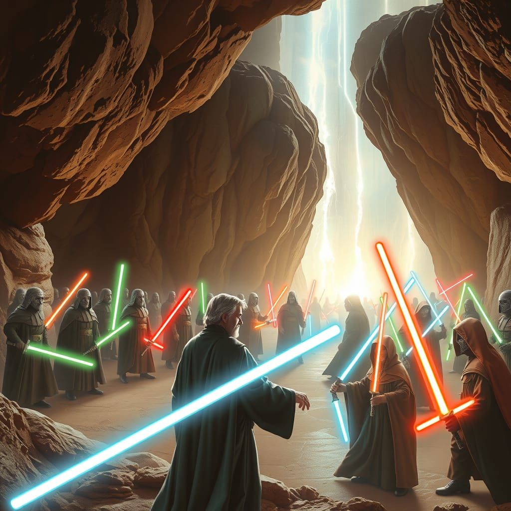 Epic Lightsaber Duel in Ancient Caves