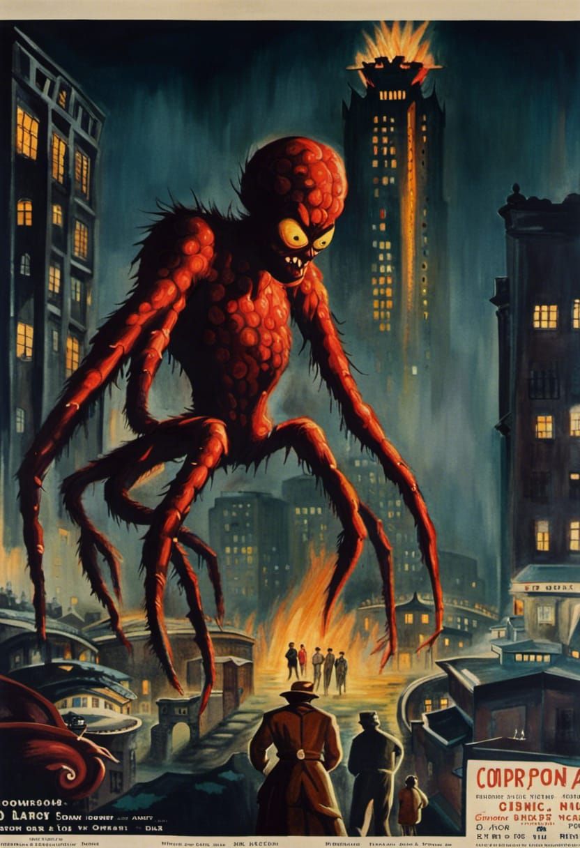 Giant Spider Monster Retro Movie Poster