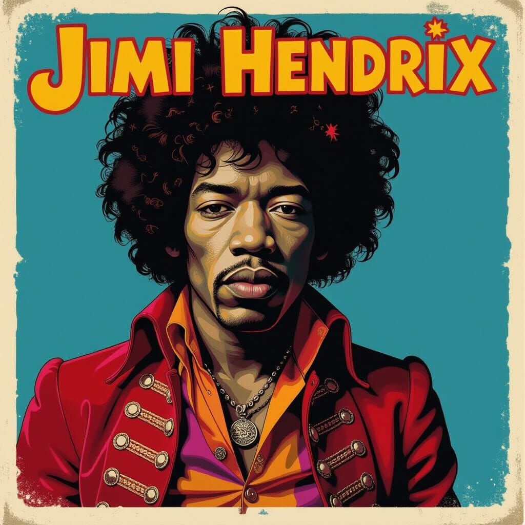 Jimi Hendrix Electric Guitar Portrait