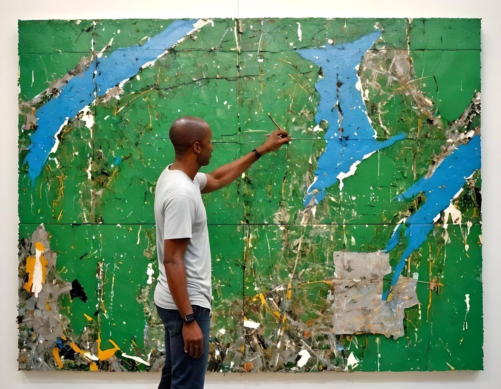 Abstract Painting in Style of Mark Bradford