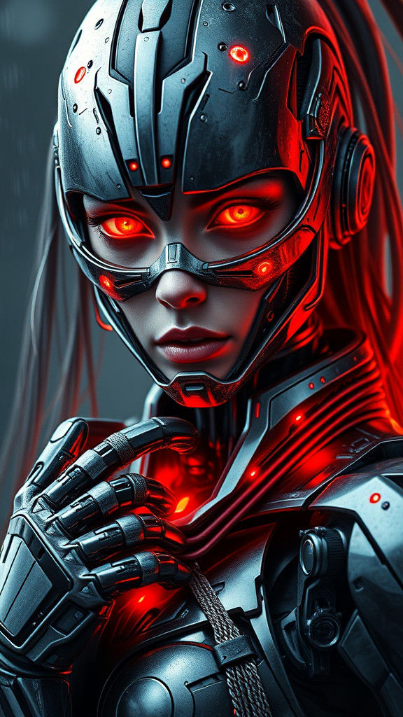 Hyper-Detailed Cyborg Assassin Digital Portrait