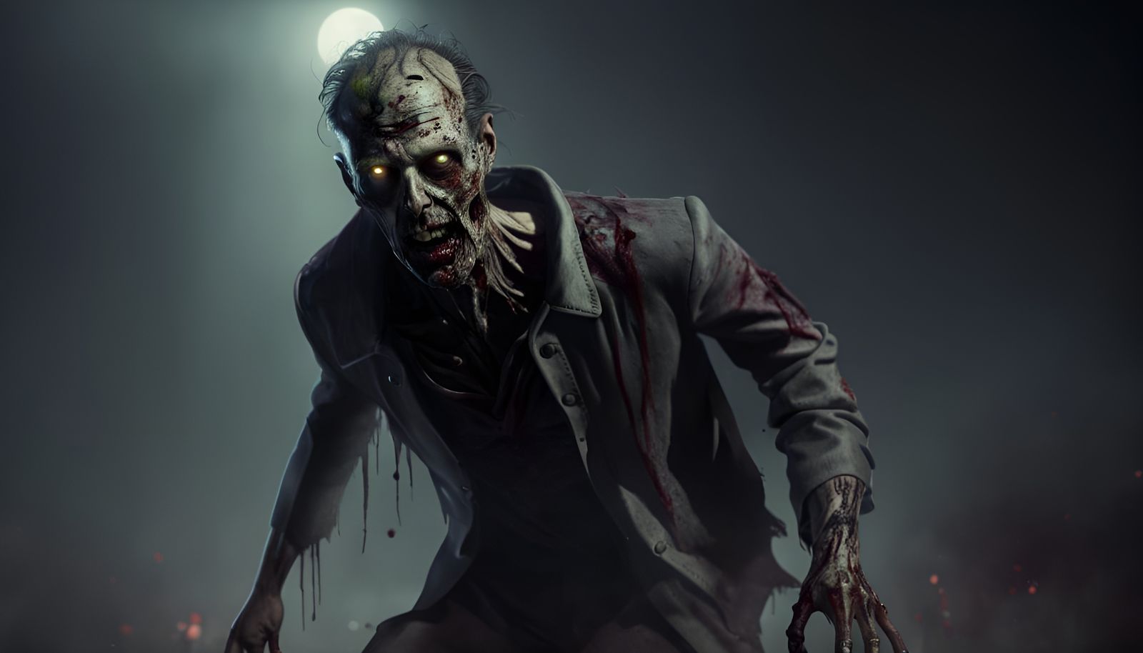 Horror Zombie Man with Spectral Influence in 8K