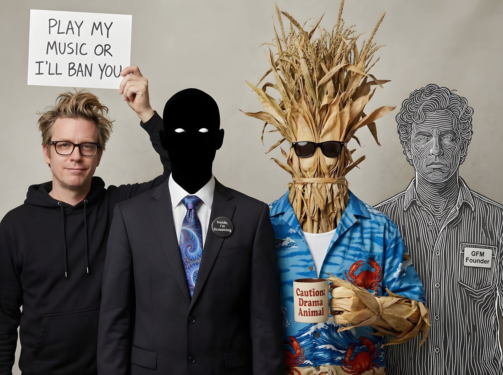 Fantastical Portrait Lineup of Four Individuals