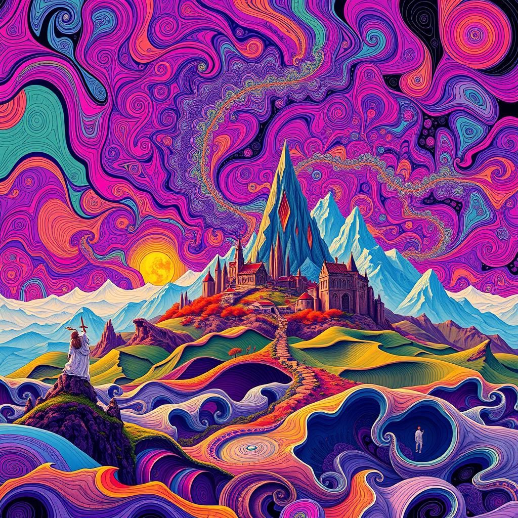 Kaleidoscopic Middle Earth Landscape in Fractal Art Style