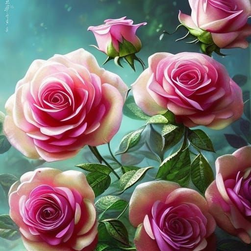 Snow-Covered Rose: Digital Matte Painting with Sparkles