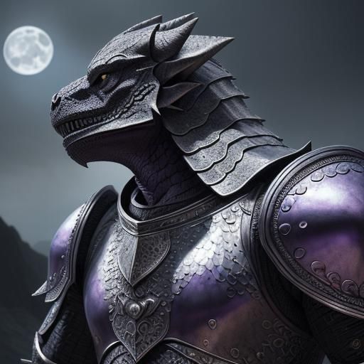 Dragonborn Moon Cleric in Silver Armor